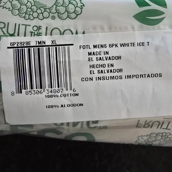 NWT: Fruit of the Loom Men’s Crew Neck Undershirts – 6-Pack (Size XL, White) - Picture 2 of 3